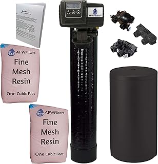 Fleck Whole House Water Softener System 5600sxt Digital Meter Grain-Includes Valve & brine Tank with Safety Float (64k 3/4 Inch Bypass, Black Fine Mesh Resin)