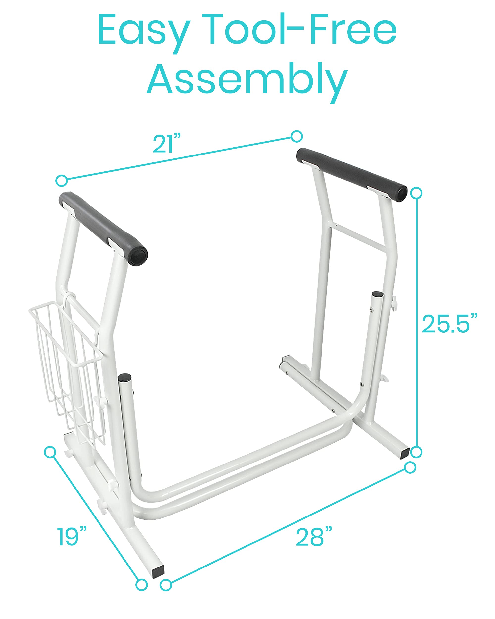 Vive Stand Alone Toilet Rail Medical Bathroom Safety Assist Frame