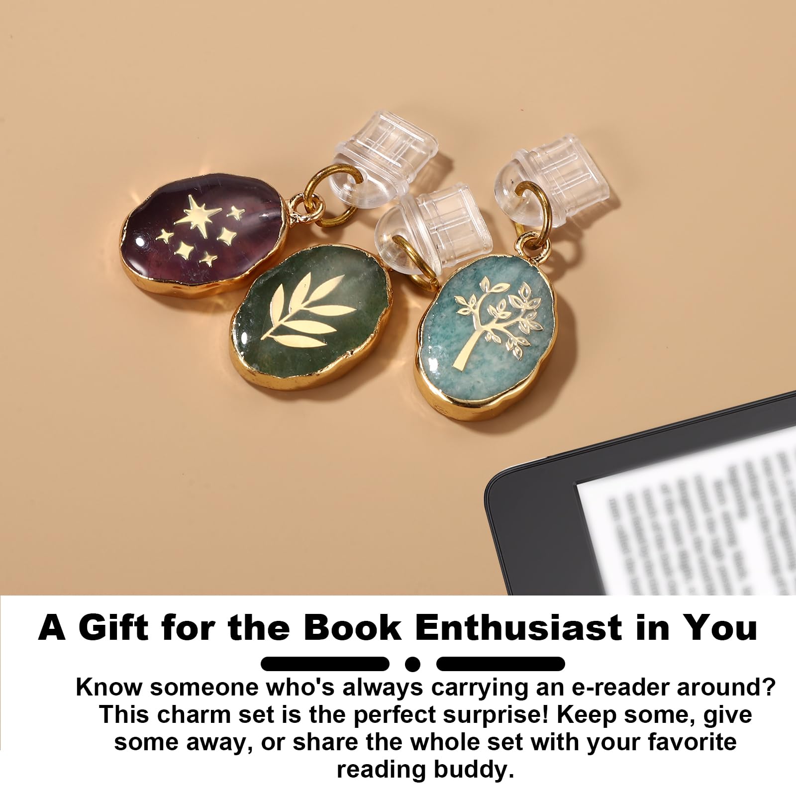 3szt Zatyczki do Kurzu Zawieszki, 3,6x1,3cm Kolorowe Delikatne Zatyczka przeciwkurzowa USB C z Motywem Liścia Drzewo do Czytników Kindle i Smartfonów (Stylu Fossil)