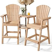 Vista 1 de PASAMIC Juego de 2 sillas altas Adirondack para todo tipo de clima, sillas de exterior de polietileno de alta densidad con bandejas dobles