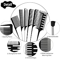 Vista 3 de Juego de 6 peines de reflejos, juego de 6 piezas, para tejer, seccionar, peinar y teñir el cabello, estilo profesional para aplicar papel