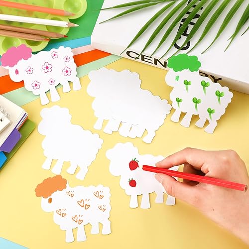 Miniatura 3 de Geyee 100 recortes de ovejas para el aula, tablón de anuncios, recortes de papel de oveja, decoración de pizarra para manualidades, decoración