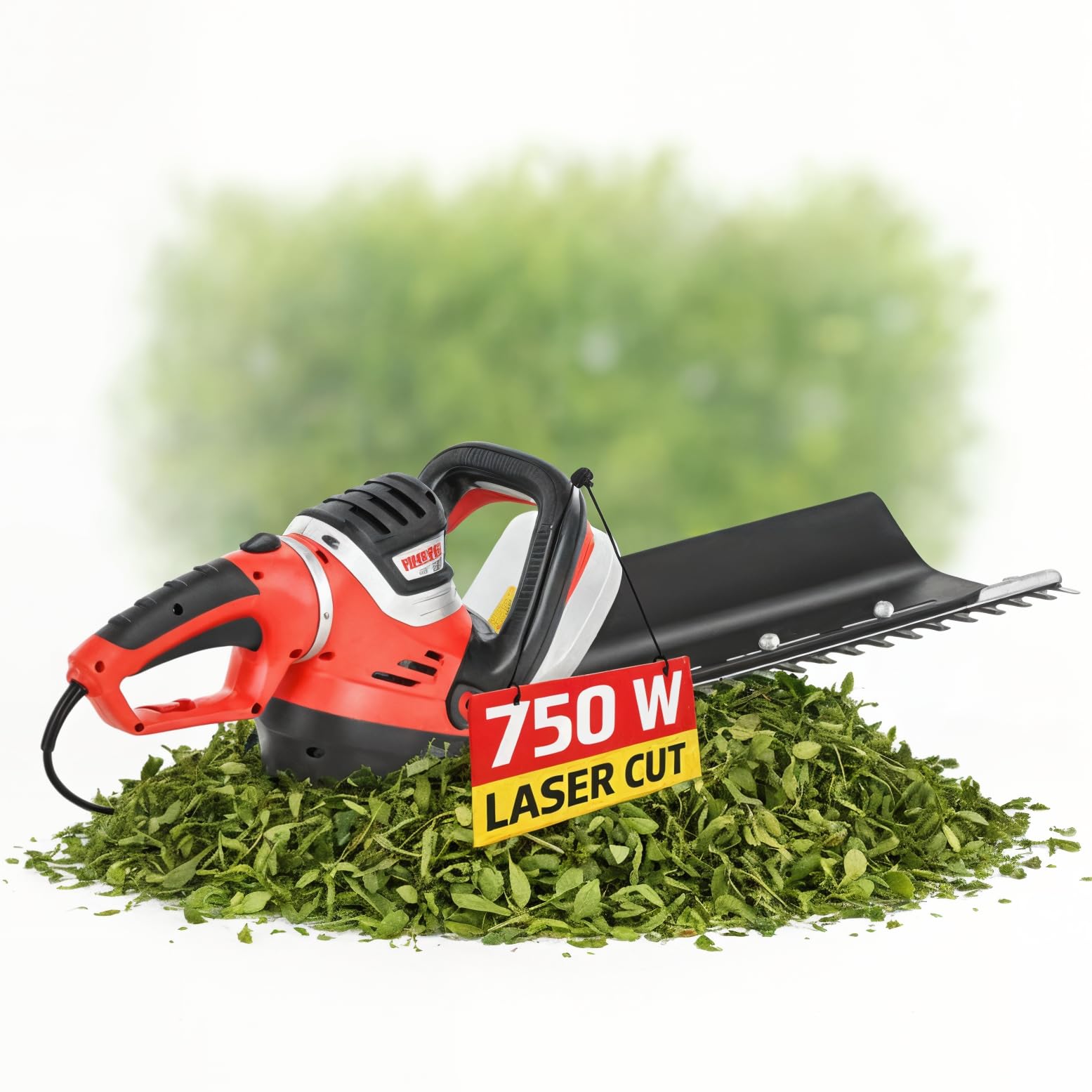 HECHT Elektro Heckenschere 750 W – Laser-Cut Messer & Schnittgutsammler | Elektrische Strauchschere mit 750 Watt, Schnittgutsammler und Laser-Cut Messer – für Hecken, Sträucher und Gebüsch