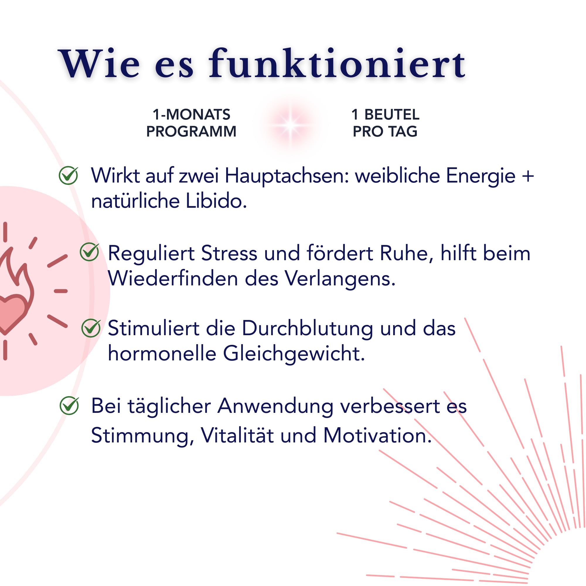 LIBIDO FRAU. MACA + TRIBULUS + FENUGREEK + ASHWAGANDHA + GINKGO BILOBA. Steigert das weibliche Verlangen, 100% natürlich. 56 tägliche Beutel.