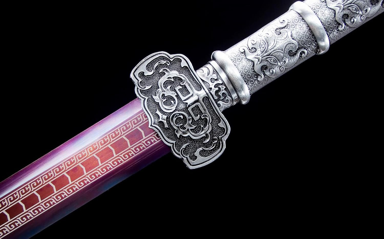 Samurai Real Chinese Sword Full Tang Real Weapons Red High Carbon Steel Blade Traditional Martial Arts Swords with Dragon Pattern Sheath