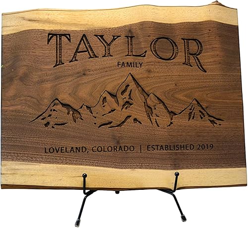 Personalized Cutting Board Wedding Gift Artisan Live Edge Walnut Display Rustic Unique Custom Engraved Family Sign Home Decor Anniversary Couple