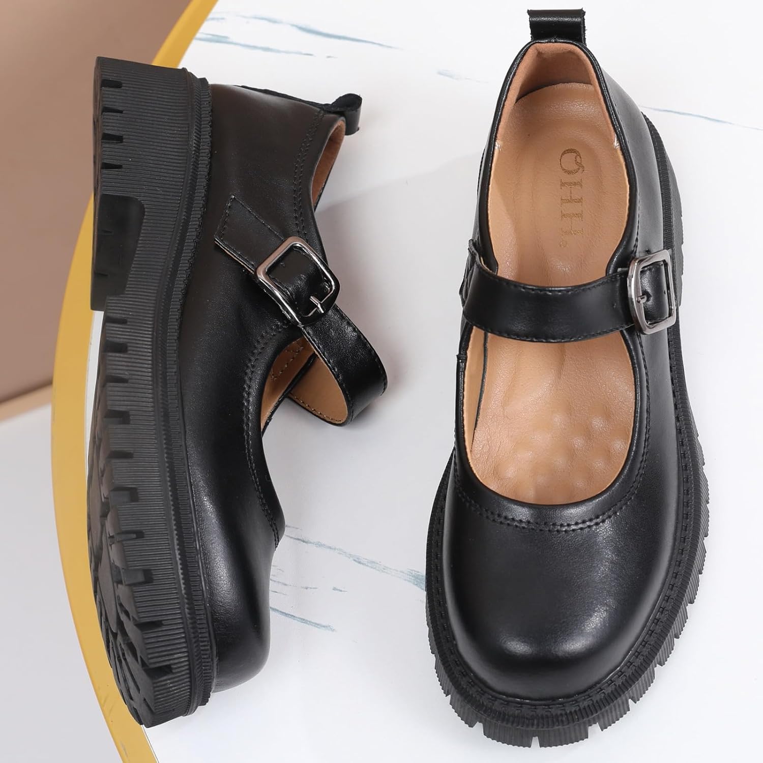 Mary Jane Shoes for Women Platform Mary Janes Pumps Round Toe Non-Slip Casual Shoes Comfortable Dress Shoes School Shoes for Womens Ladies - Image 3