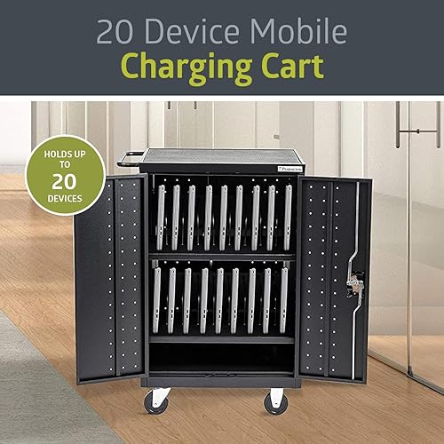 Miniatura 3 de Pearington 18TABLET-01 18 Bay, carro cargador de computadoras y tabletas (40 pulgadas alto x 21 pulgadas ancho x 25.7 pulgadas largo). Color negro