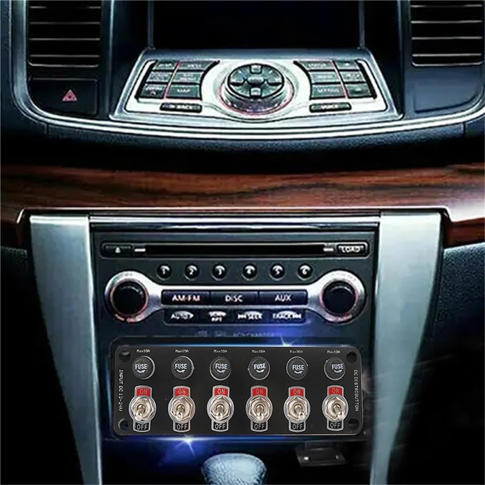 Panel de interruptores basculantes de 1/3/6 marchas for coche de s, control de arranque y parada, luz de palanca for RV, accesorios marinos for barco con fusible de 10 A, 12 V y 24 V(6 Rocker)