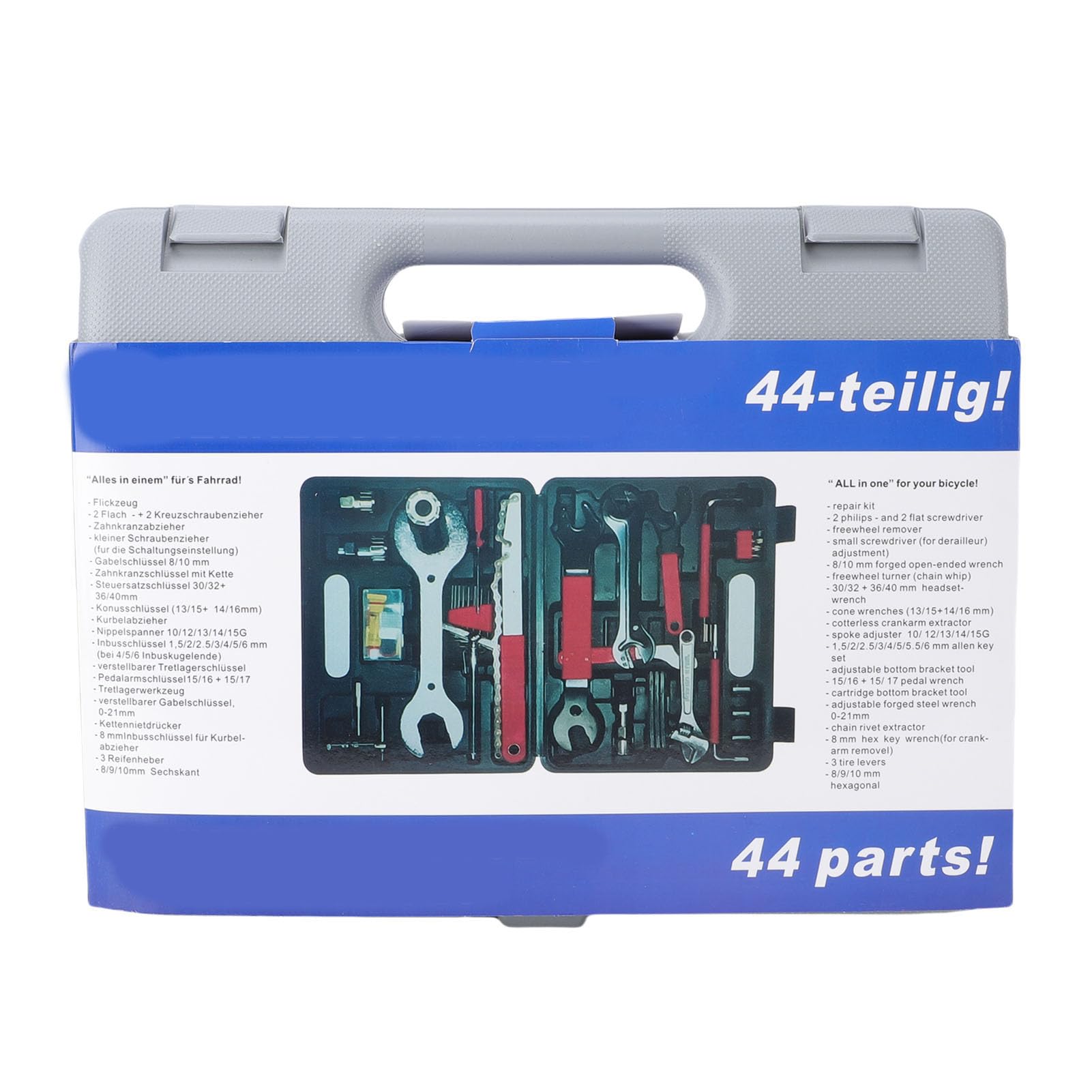 FILFEEL 45-teiliges Professionelles Fahrrad-Werkzeugset mit Freilaufschlüssel, Tretlagerschlüssel, Speichenschlüssel und Aufbewahrungskoffer für Renn-Mountainbikes