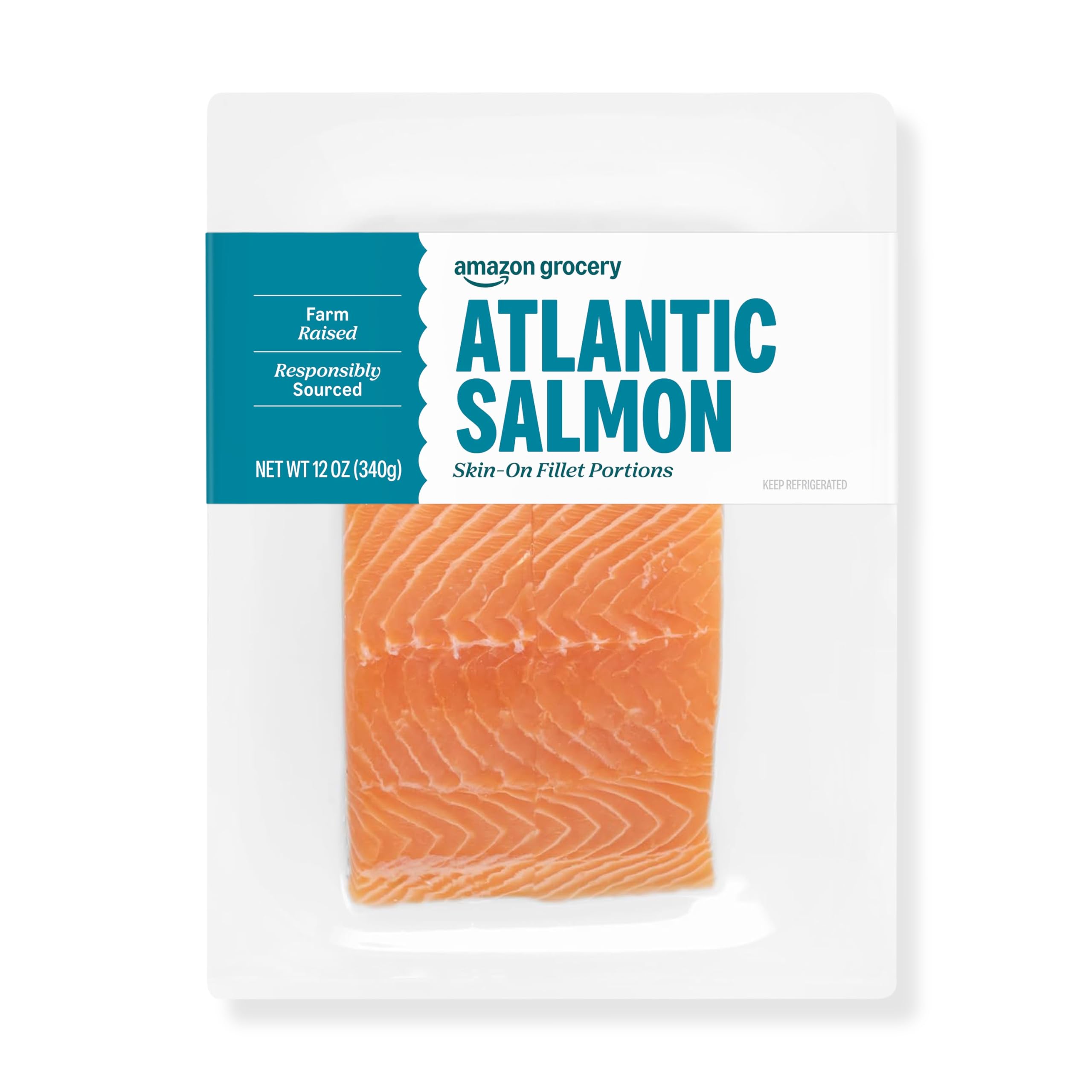 Amazon Grocery Atlantic Salmon Skin-On Fillet Portions 12 Oz Previously Fresh Brand Packaging May Vary