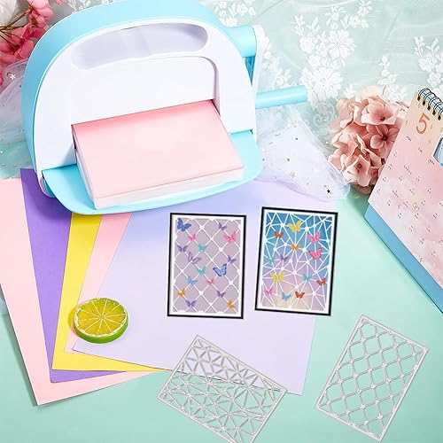 Miniatura 7 de GLOBLELAND Juego de 2 troqueles de corte de fondo de línea para hacer tarjetas, fondo triangular rectangular, troquelados, plantillas de acero al