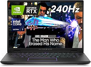 Alienware m16 R2 16" QHD+ 240Hz Gaming Laptop, Intel Core Ultra 7 Series1, 16GB RAM, 1TB SSD, NVIDIA GeForce RTX 4060, Windows 11 Home, AZERTY AlienFX RGB Keyboard, Dark Metallic Moon