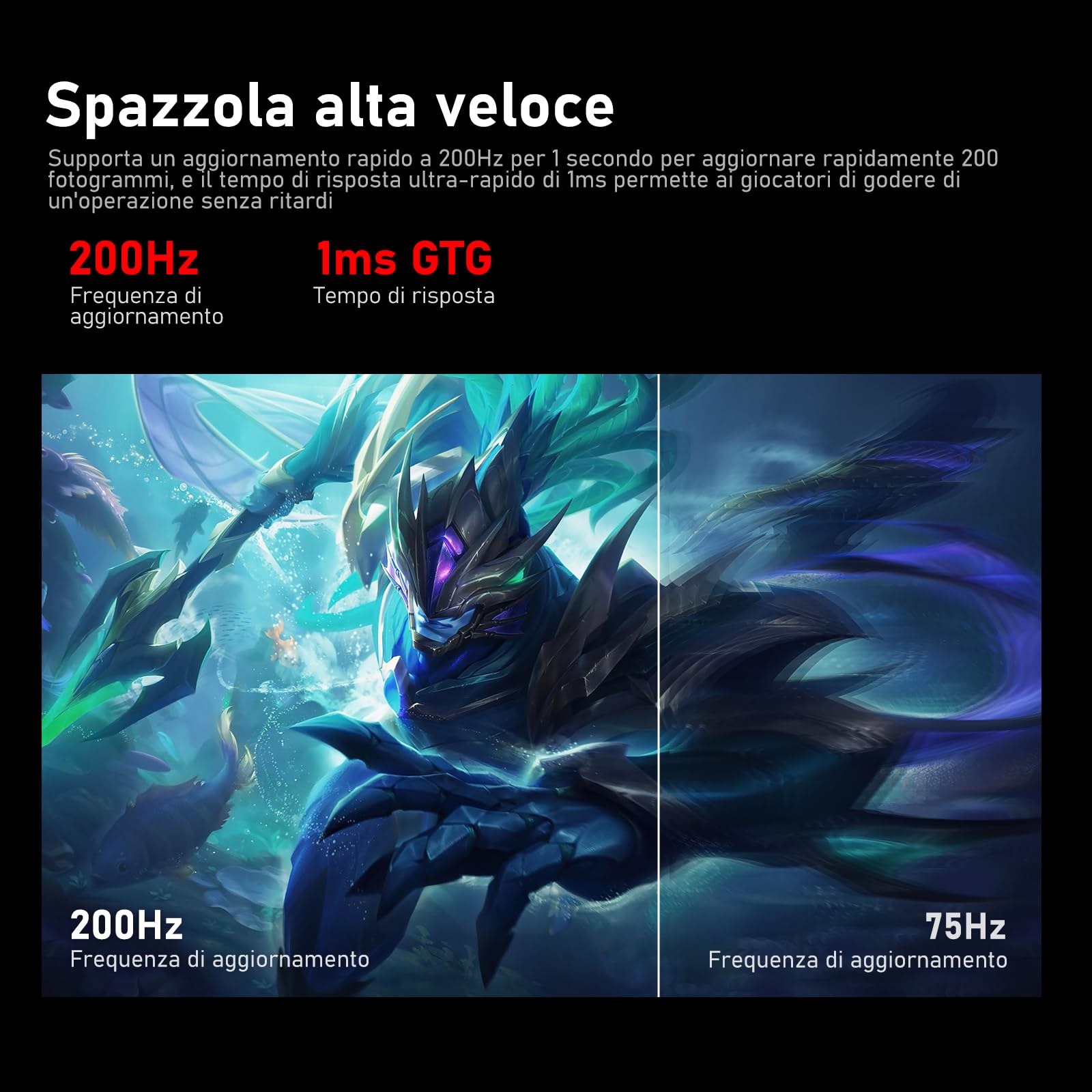 Gawfolk Monitor per computer gioco 24,5 pollici per PC 200Hz, schermo FHD 1080p, altoparlanti integrati, 1 ms senza cornice, Freesync, 99% sRGB, DisplayPort, HDMI, montaggio a parete 75 * 75mm - nero