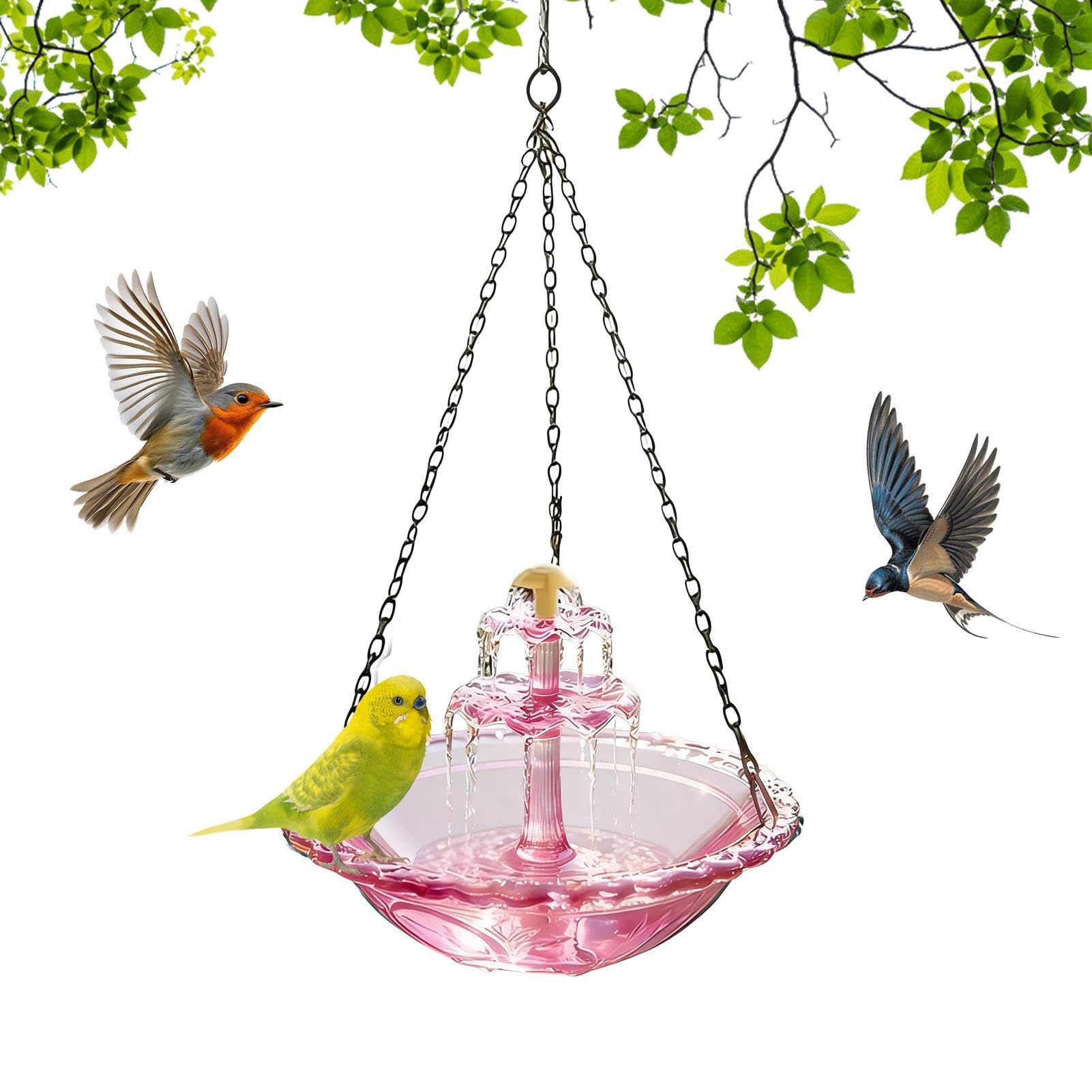 Niktule Solar Bird Bath Hangable Water Fountain Birdbath Garden Decor