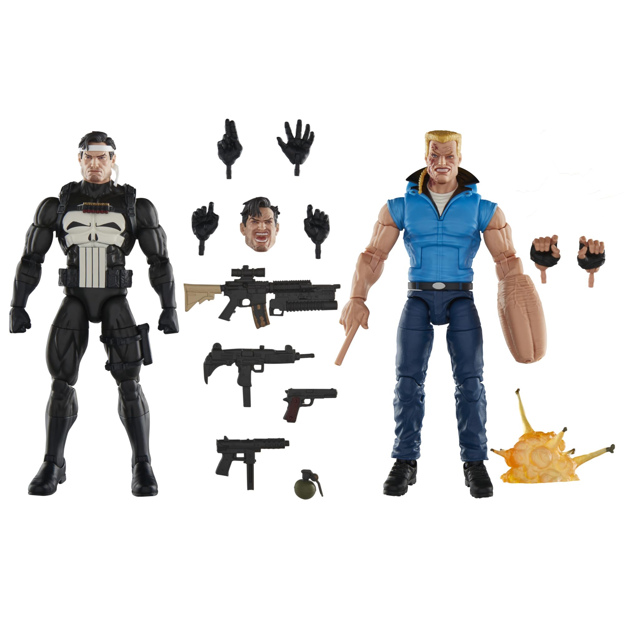 Marvel Legends Series Punisher E Bushwacker - Action Figure 15 Cm Da Collezione - Ispirate Ai Fumetti - Con 13 Accessori