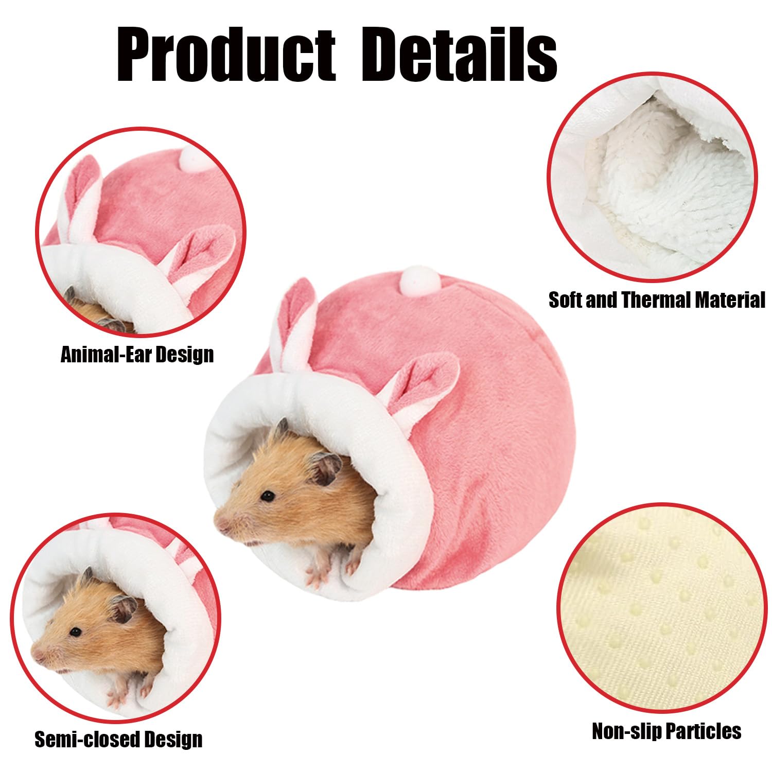 2 Lettini Morbidi Per Animali Piccoli - Casetta Per Criceti, Conigli E Cavie (Grigio E Rosa)