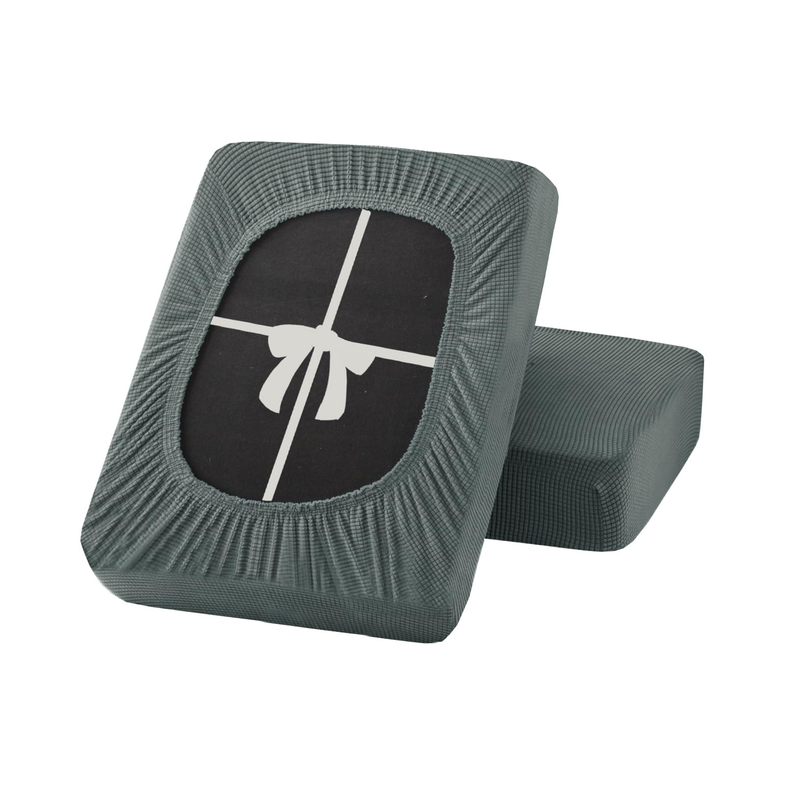 UNBBRRL Stretch Sofa Seat Cushion Cover, Removable Sofa cushion Cover With Ties, Sofa/Couch/Settee Covers Furniture Protector replacement (grey-green,W(60-90cm),D(30-50cm))