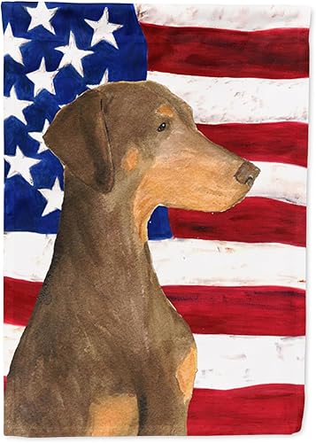 Miniatura 218 de Caroline's Treasures SS4017GF Bandera de Estados Unidos con Bulldog Inglés para jardín, bandera decorativa para patio exterior, patio, parterres,