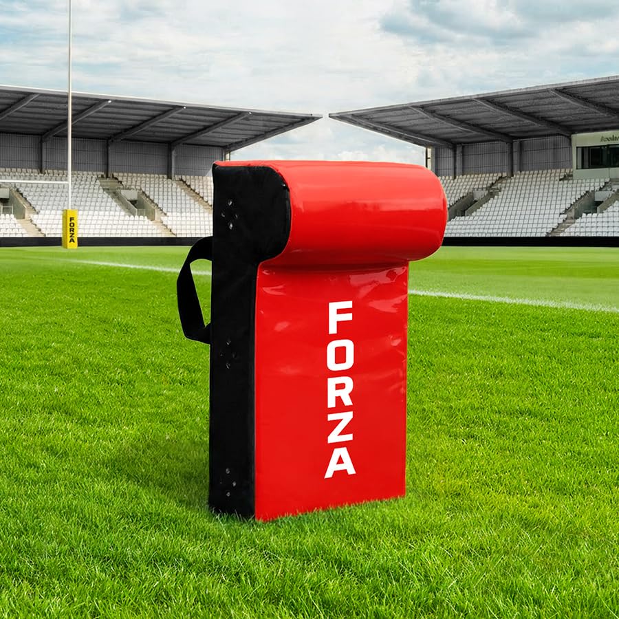 FORZA Rugby Tackle Shield with Top Wedge – High Density Foam Rugby Tackle Pad with 615gsm Waterproof Cover – Contact Training Shield for Rucking & Tackling Drills (Red, Junior)