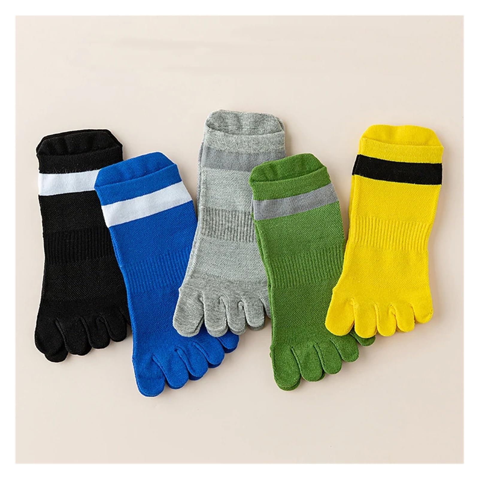 5 Paia Di Calzini Da Uomo A Cinque Dita In Cotone Alla - Foto 9