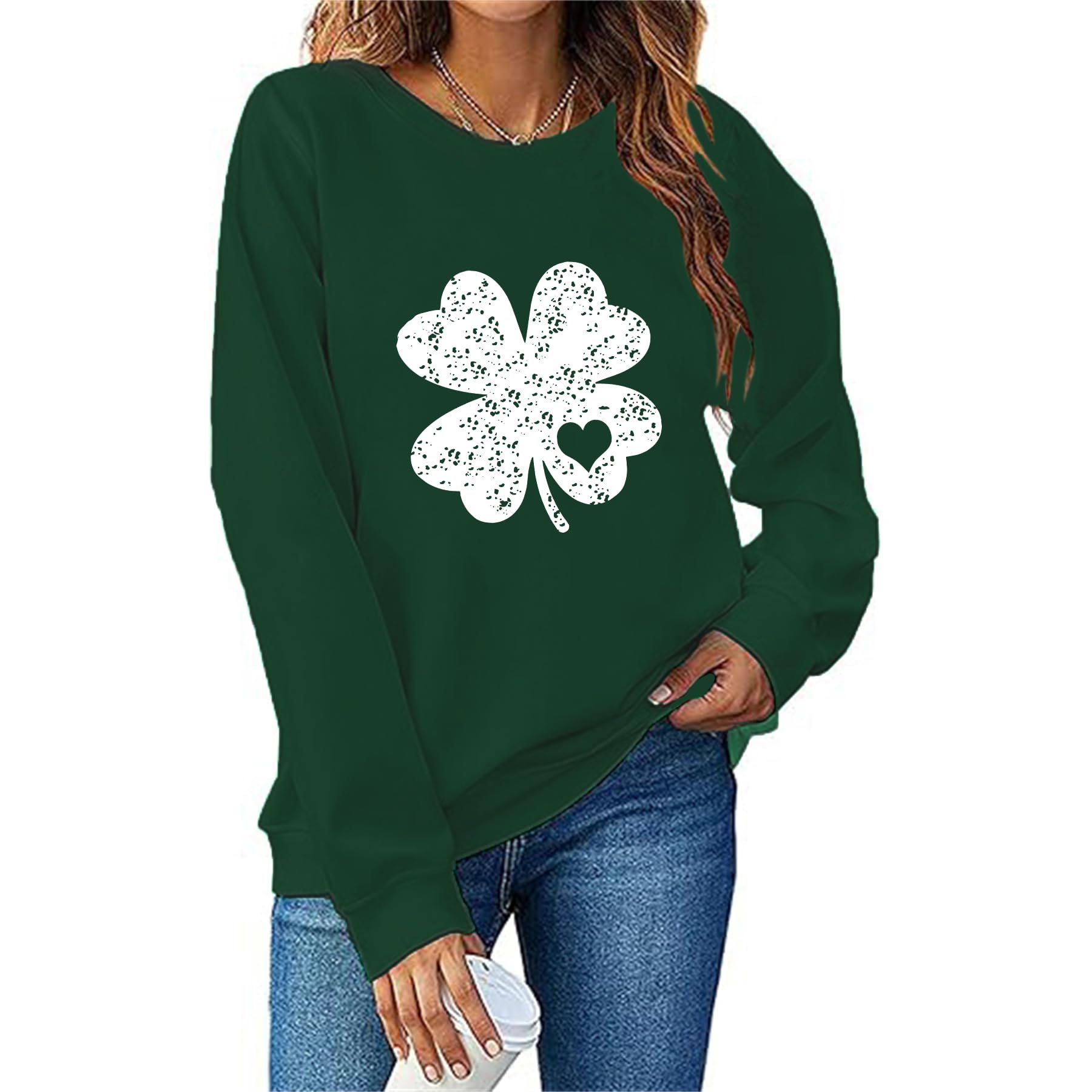 Women's St Patrick's Day Sweatshirt Lucky Charm Shamrock Irish Sweatshirt St. Patrick's Green Tops Retro Style Shirt-image-31