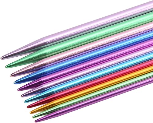 Miniatura 6 de Plplaaoo Juego de 55 agujas de tejer, agujas de tejer de aluminio de doble punta, aguja de punto de 0.098 in-0.236 in con bolsa de almacenamiento,