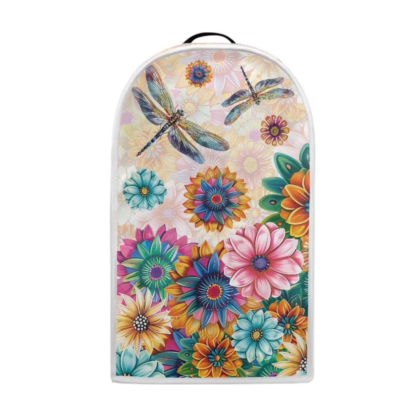 Countertop Blender Cover Bright Flower Blossom Dragonfly Print, Kitchen Appliance Dust Protection Anti Fingerprint Universal Fits Standard Kitchen Blender Appliance, Machine Washable
