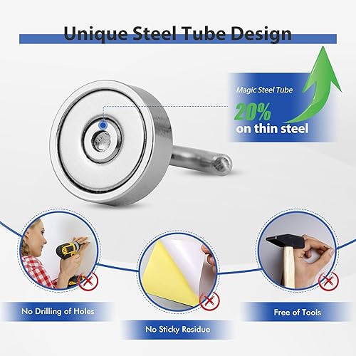 Miniatura 2 de Neosmuk Ganchos magnéticos, imanes de tierra resistentes de 30 libras con gancho para refrigerador, gancho de crucero extra fuerte para colgar,