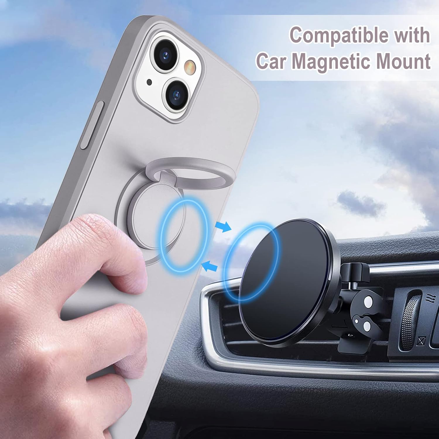 Hython for iPhone 13 Case with Ring Stand [360° Rotatable Ring Holder Magnetic Kickstand] [Soft Microfiber Lining] Slim Shockproof Rubber Protective Phone Case Cover for Women, Lavender - Image 5