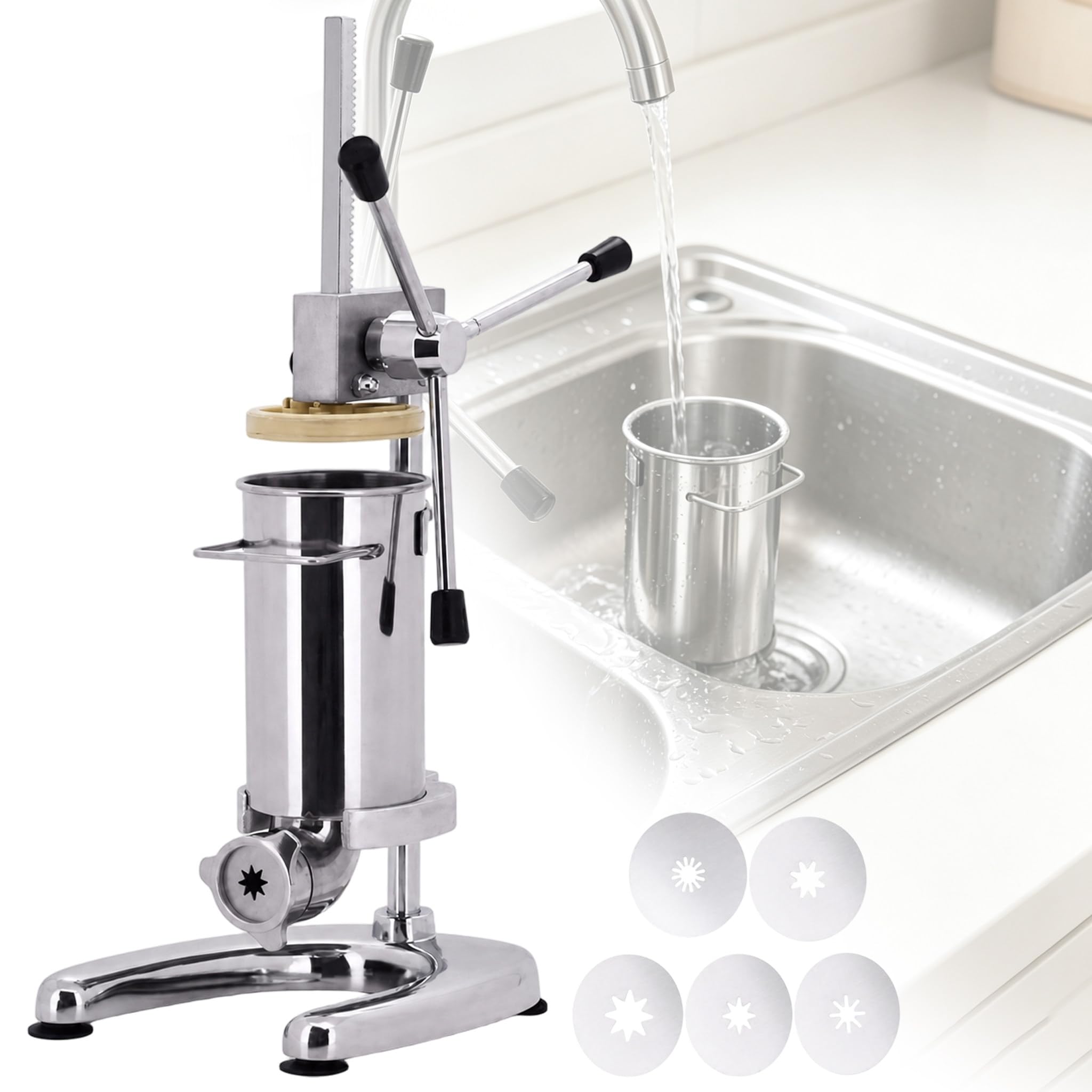 Macchina per Churrera Spagnola Verticale in Acciaio Inossidabile, Churros Maker Manuale Professionale, Ideale per Casa, Ristoranti E Panetterie 3L