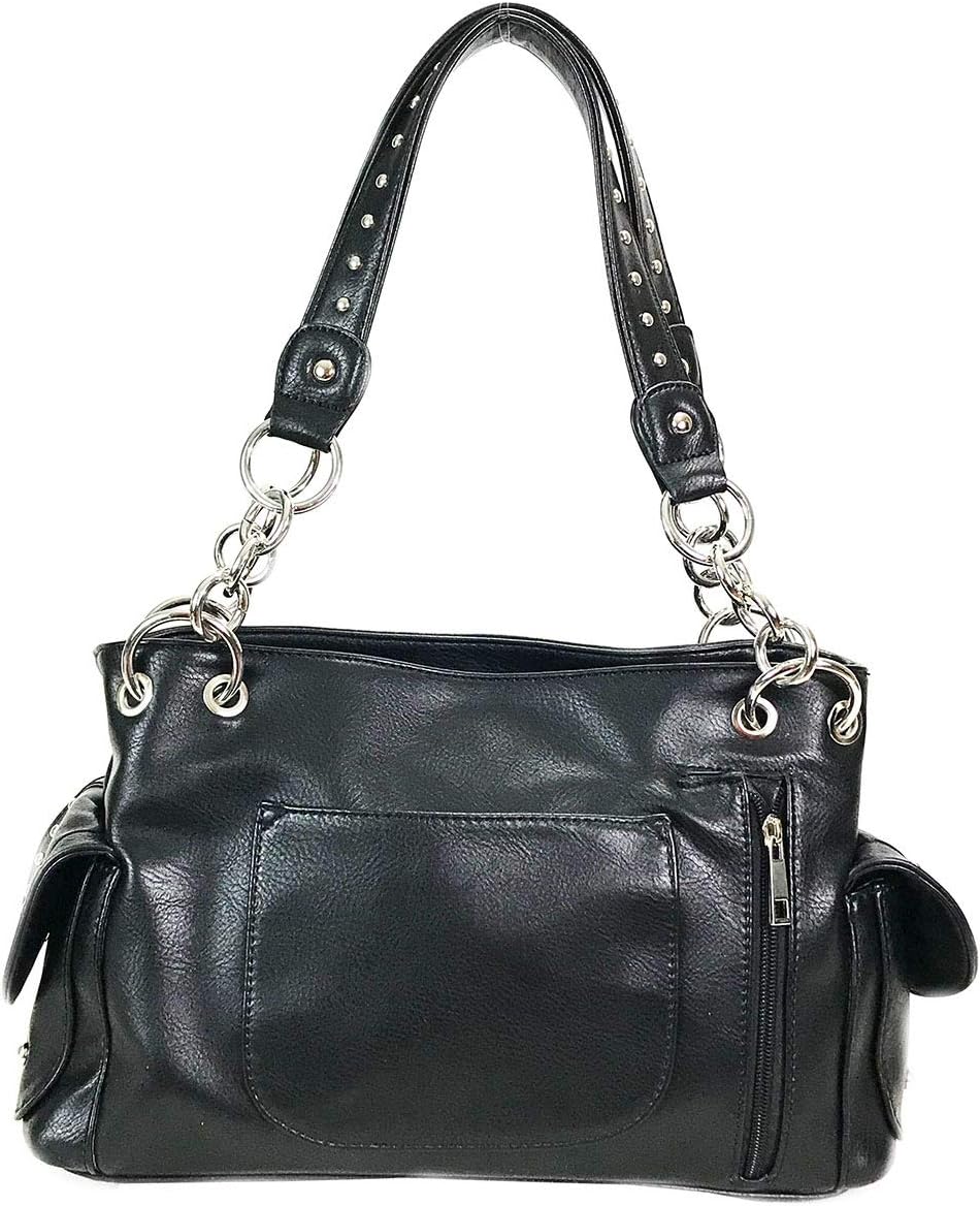 Zzfab Rhinestone Cross Embroidered Floral Western Handbag - Soft Synthetic Leather Purse With Concealed Gun Pocket