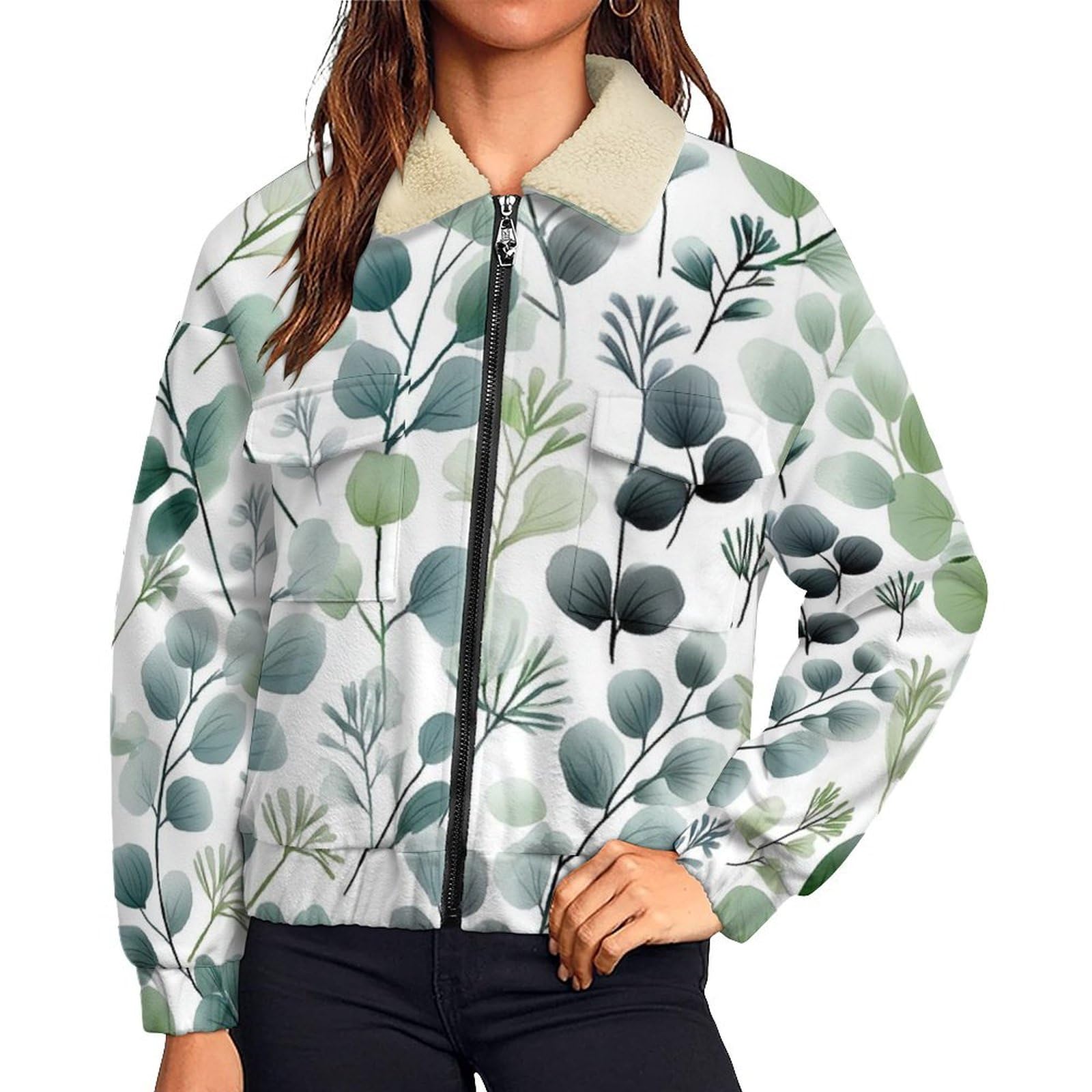 Chaqueta de invierno con forro polar de eucalipto para mujer 8