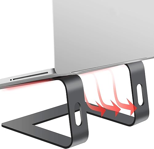 Miniatura 4 de Orionstar Soporte portátil de aluminio para laptop compatible con Apple Mac MacBook Air Pro de 10 a 156 pulgadas soporte ergonómico desmontable gris