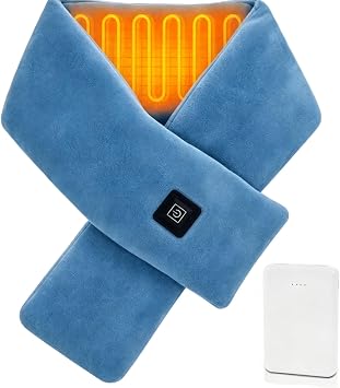 Heated Scarf Neck Heating Pad, Heated Neck Wrap for Neck Pain Relief, USB Heating Scarf Electric Heated Neck Warmer with 5000mAh Power Bank and 3 Heating Levels Blue