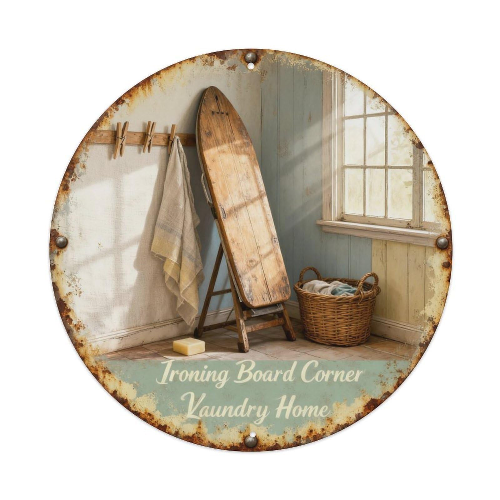 Ironing Board Corner Metal Tin Sign Plaque