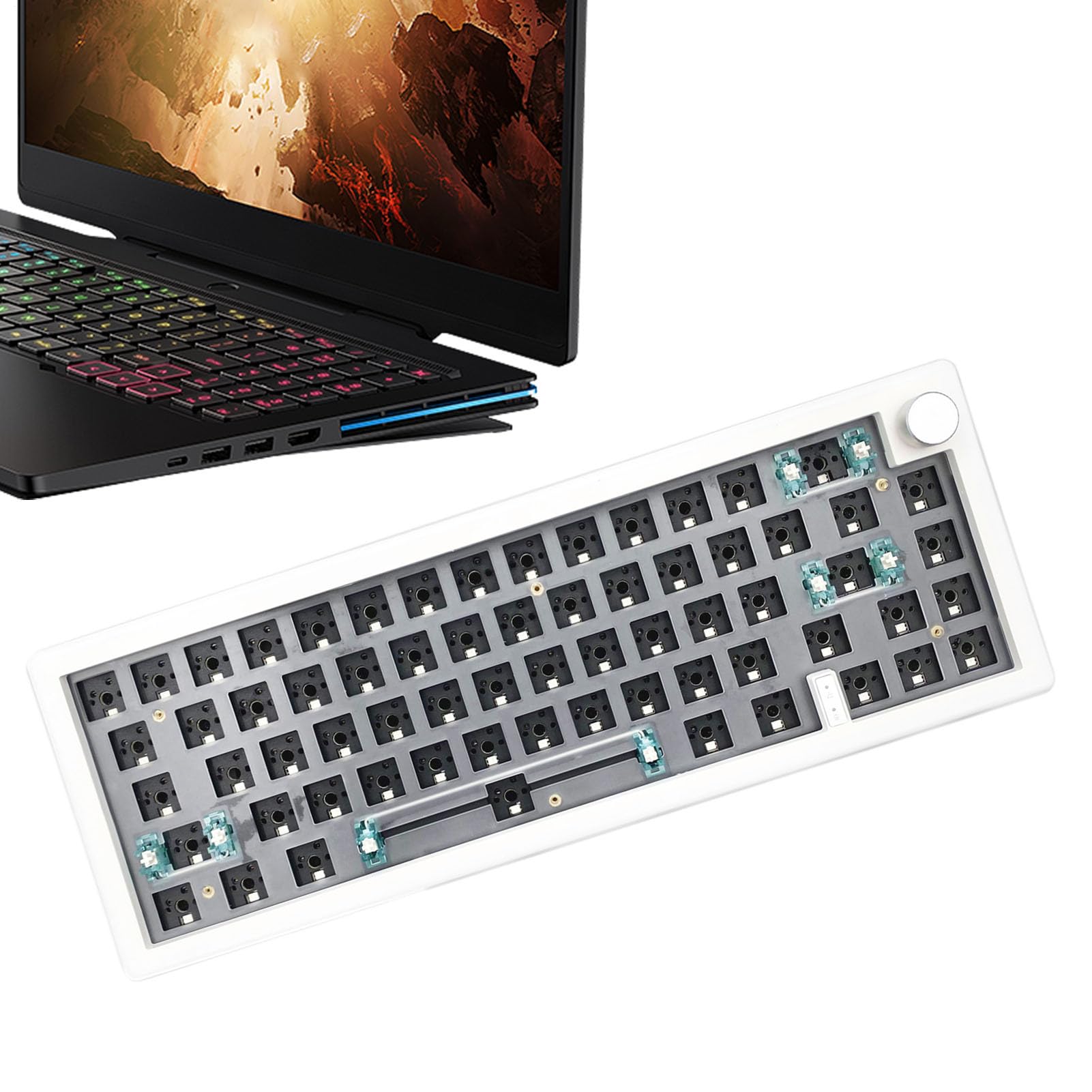 Tastiera meccanica wireless: compatta con retroilluminazione RGB | tastiera da per PC a 67 tasti, di controllo multimediale, ufficio in casa, sala giochi, cybercafé, adatta per blocco