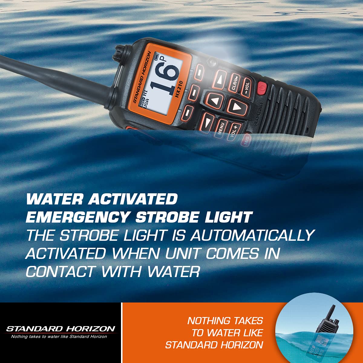 Standard Horizon HX210 Radio VHF de Mano, Color Negro