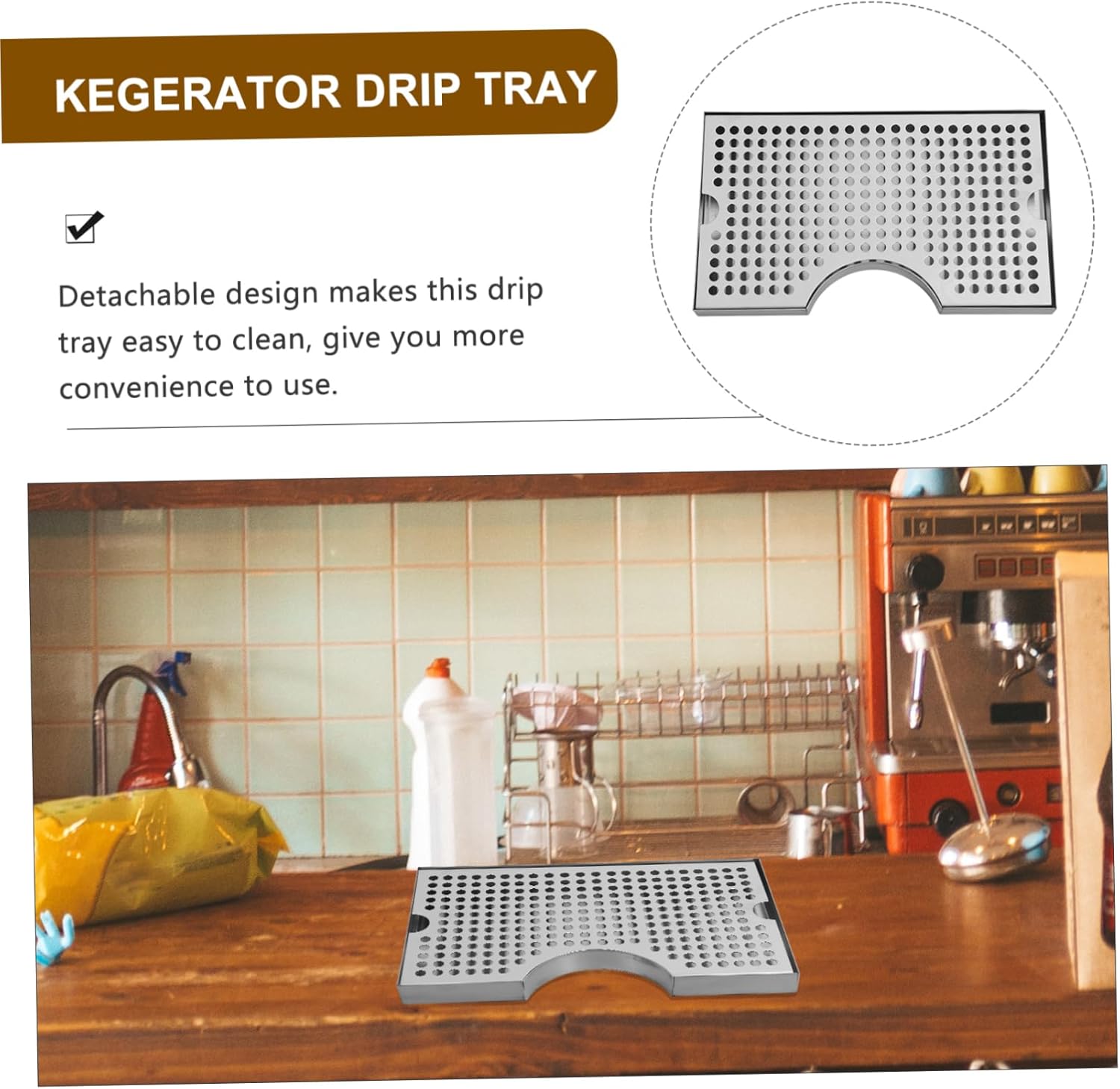 Stainless Steel Drip Tray for Kegerator Easy to Clean Drip Catcher for Beer Dispenser Detachable Design for Efficient Water Collection for Draft Beer Systems