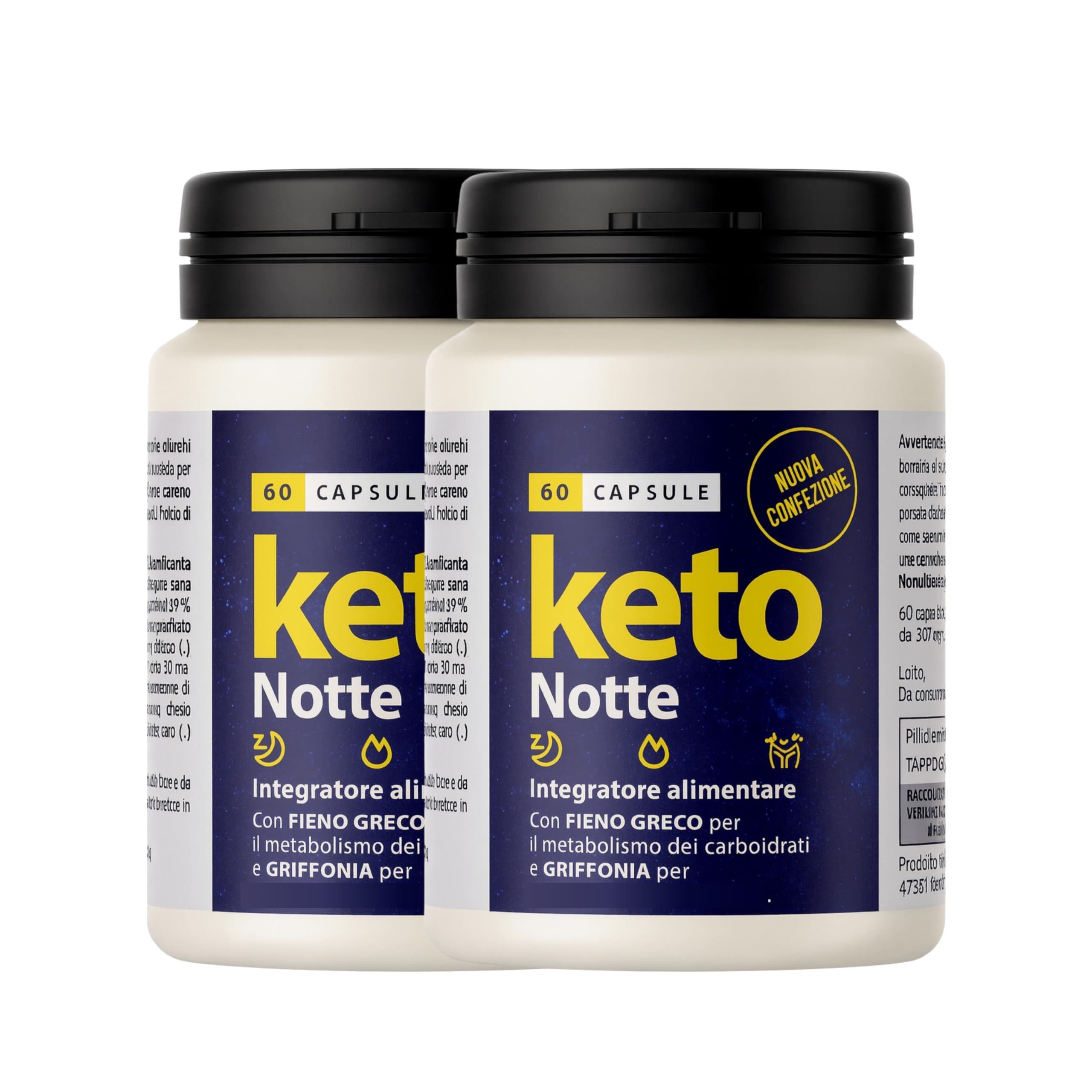 Keto Notte Integratore Alimentare Notturno 120 Capsule da 500mg | Supporto Dieta e Benessere Notturno, Con Griffonia, Con Matè, Con Trifoglio Rosso
