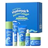 LAIKOU Hydra Power Skin Care Set - Hyaluronic & Marine Collagen Skin Care - Skin Care Kit with Facial Cleanser, Serum, Toner, Cream, Eye Cream - Non-Greasy, Fragrance Free - Beauty Gift