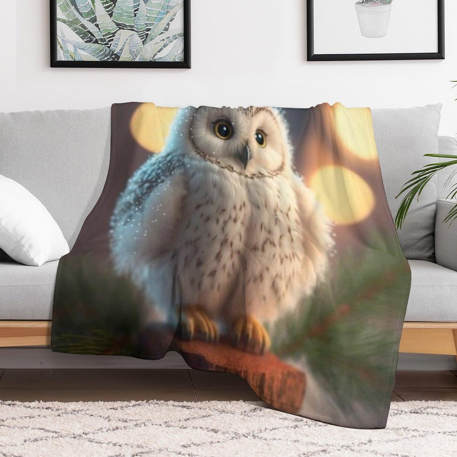 Flannel Fleece Decke Mit 3D-Eule Muster, Leichte, Superweiche, Gemütliche Plüsch-Bettdecke/Sofadecke Vier Jahreszeiten Wohndecke（180×200cm）