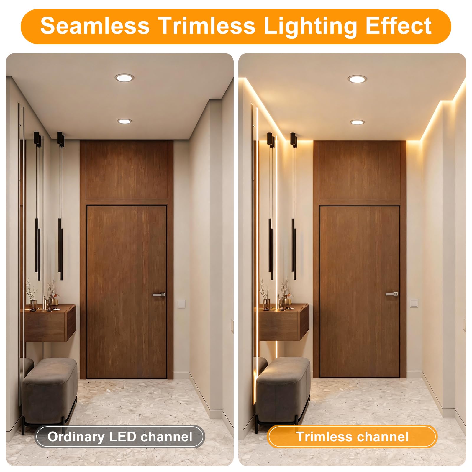 Profili LED intonacati, confezione da 6 canaline in alluminio da 1 m/1 m, con diffusore lattiginoso, adatto per strisce LED fino a 13 mm di larghezza, doppia flangia senza bordo, striscia LED per