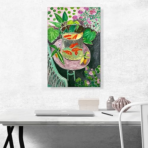 Miniatura 2 de ARTCANVAS Goldfish 1911 - Póster de pintura enmarcada estirada de Henri Matisse, decoración de pared giclée, 26 x 18 pulgadas (0.75 pulgadas de
