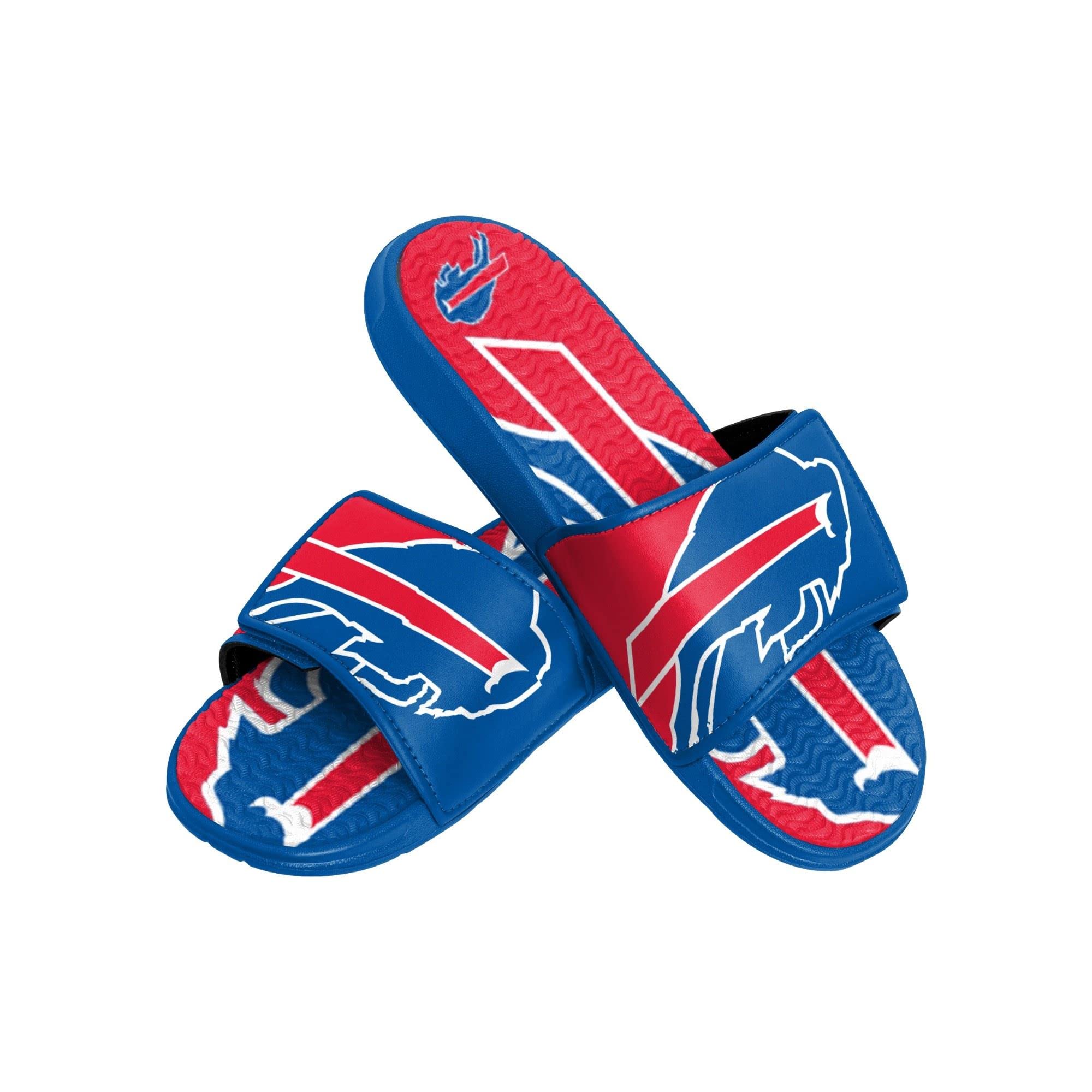 FOCO Buffalo Bills NFL Colorblock Big Logo Gel Slide Blue Red Badelatschen Hausschuhe