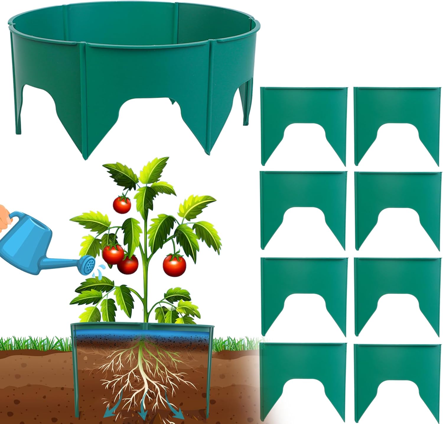 24Pcs Planting Grow Rings, Adjustable Water Ring for Plants, Plastic Plant Rings Planting Protective Round Planting Rings Planting Circles Garden Watering Ring for Vegetables, Herbs and Flowers