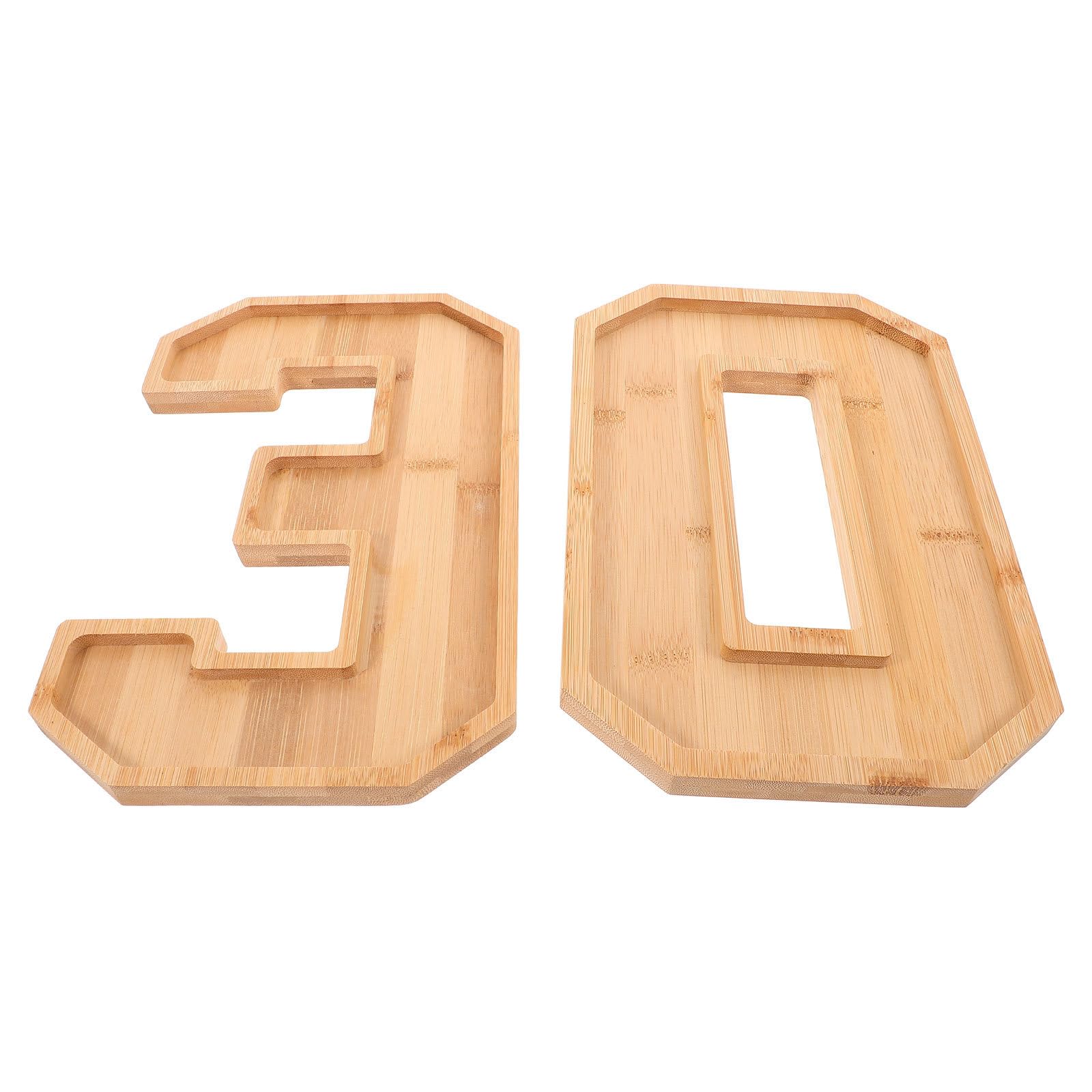 Bandeja de Madera Multifunción Número 30, Portátil y Práctica para Servir Aperitivos, Postres y Frutas en Cumpleaños, Decoración de Aniversario, Cocina y Sala de Estar