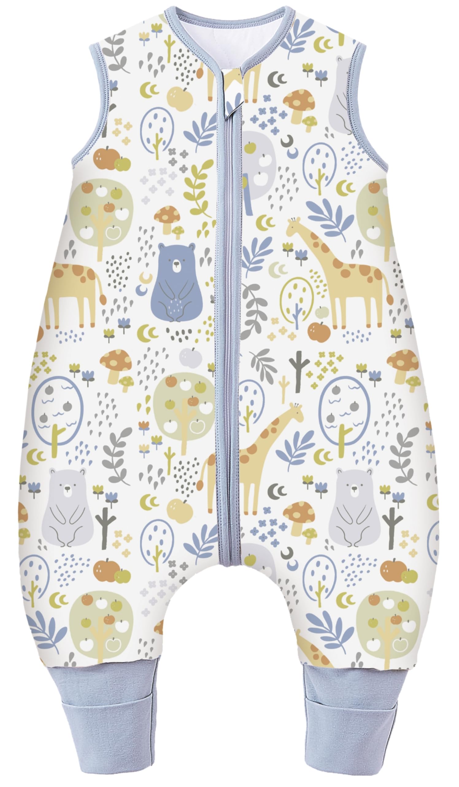 Chilsuessy Baby Schlafsack mit Füßen 3.5 Tog Kinder Winter Schlafsack Soft Baumwolle Baby Schlafsack mit Beinen für Jungen und Mädchen, 3.5 Tog/Giraffe, 70cm/Baby Höhe 75-85cm