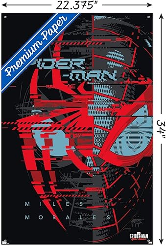 Miniatura 3 de Trends International Marvel's Spider-Man Miles Morales - Póster de pared de Glitch, 22.37 x 34.00 pulgadas, paquete de póster premium y alfiler