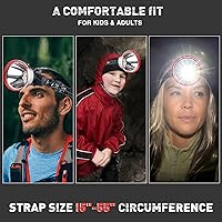 Vista 6 de Aikertec Paquete de 2 faros recargables, linterna de cabeza súper brillante, funciona con batería de 80 horas, ajustable a 120°, impermeable IP67